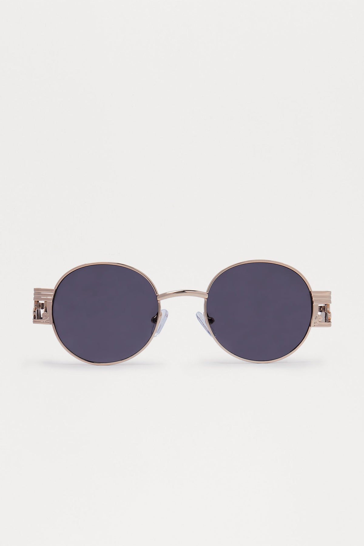Sleek Oval Metal Frame Sunglasses - Black/Gold