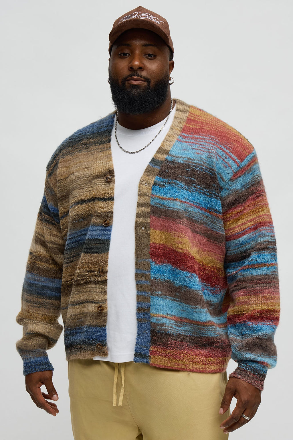 Cameroonian Textured Cardigan - Brown/combo