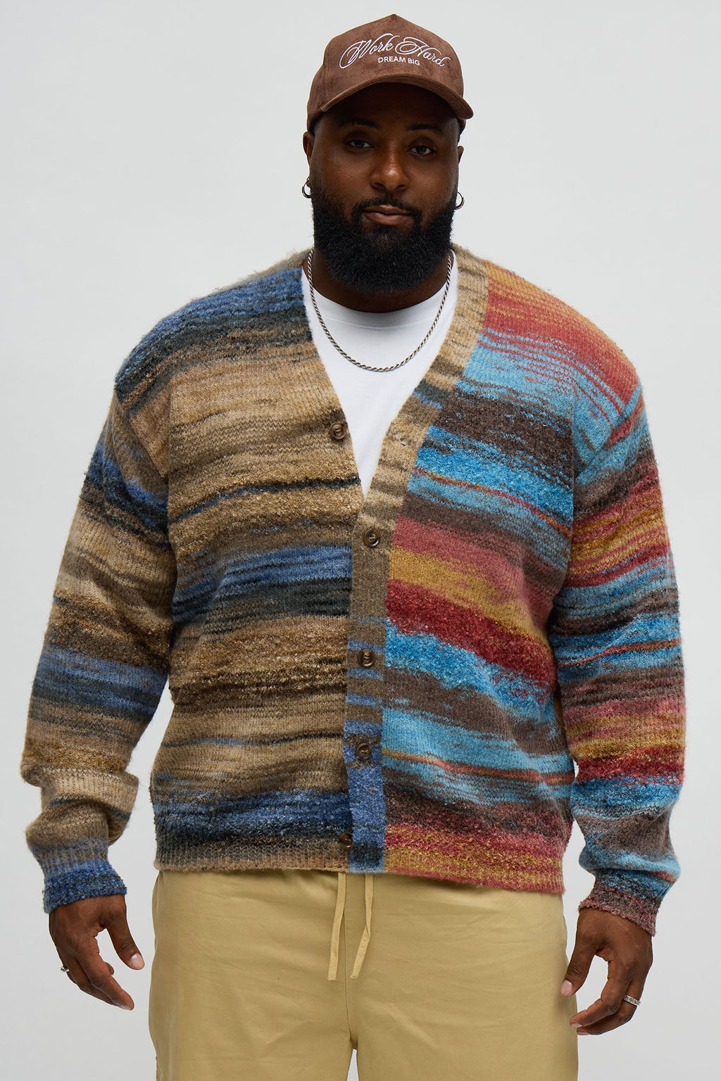 Cameroonian Textured Cardigan - Brown/combo