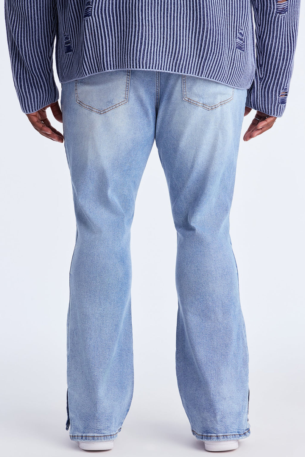 Stacked Skinny Flare Slit Rebel Against Distressed Jean - Light Wash
