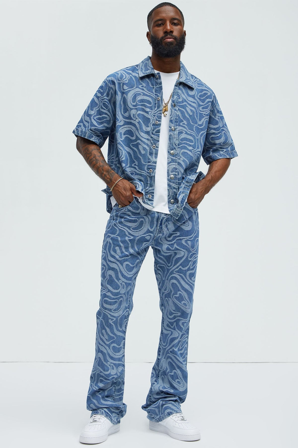 Fingerprints Swirl Denim Shirt - Medium Blue Wash