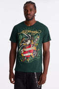 Ed Hardy Eagle Heartbreak Tattoo Short Sleeve Tee - Hunter