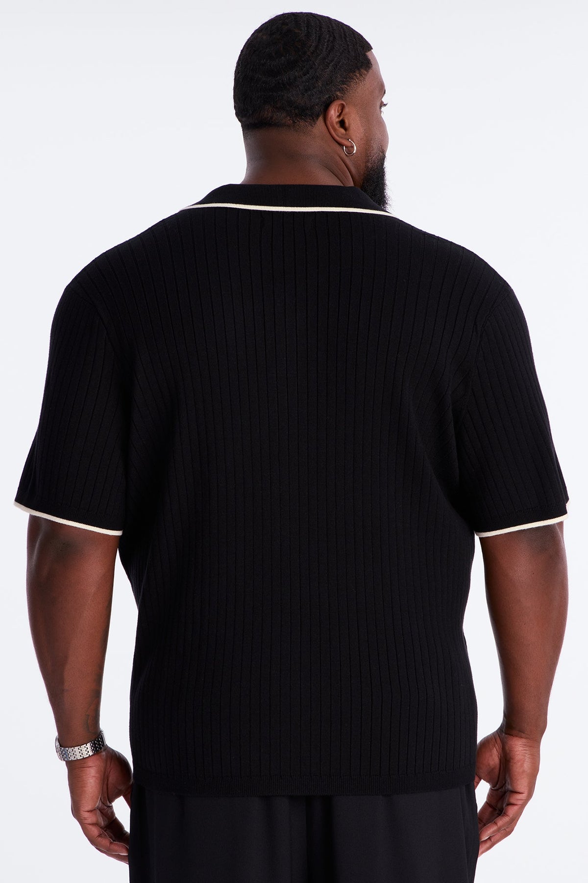 Garrison Knitted Button Up Shirt - Black