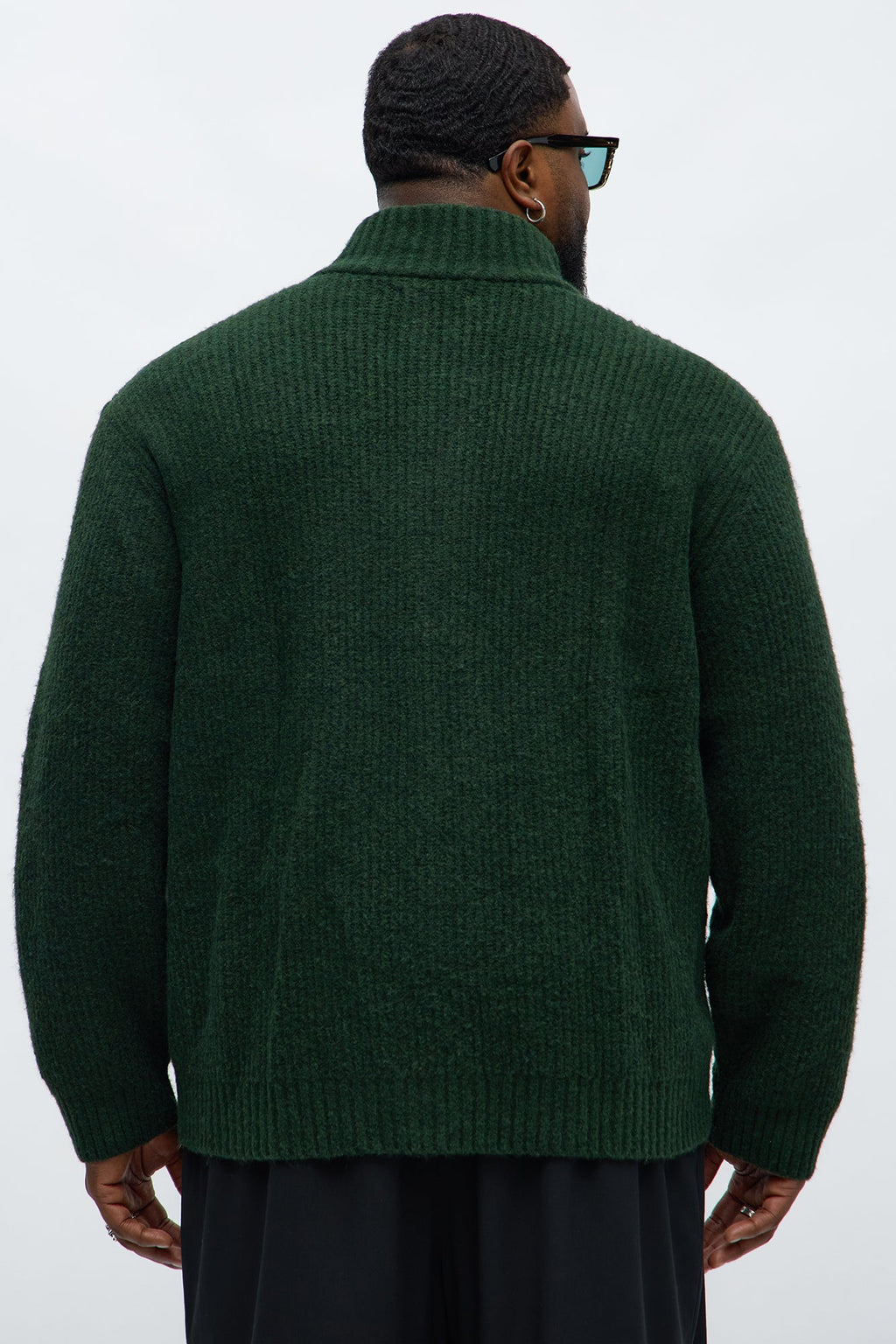 Oversized Willow Ribbed Zip Up Sweater - Olive