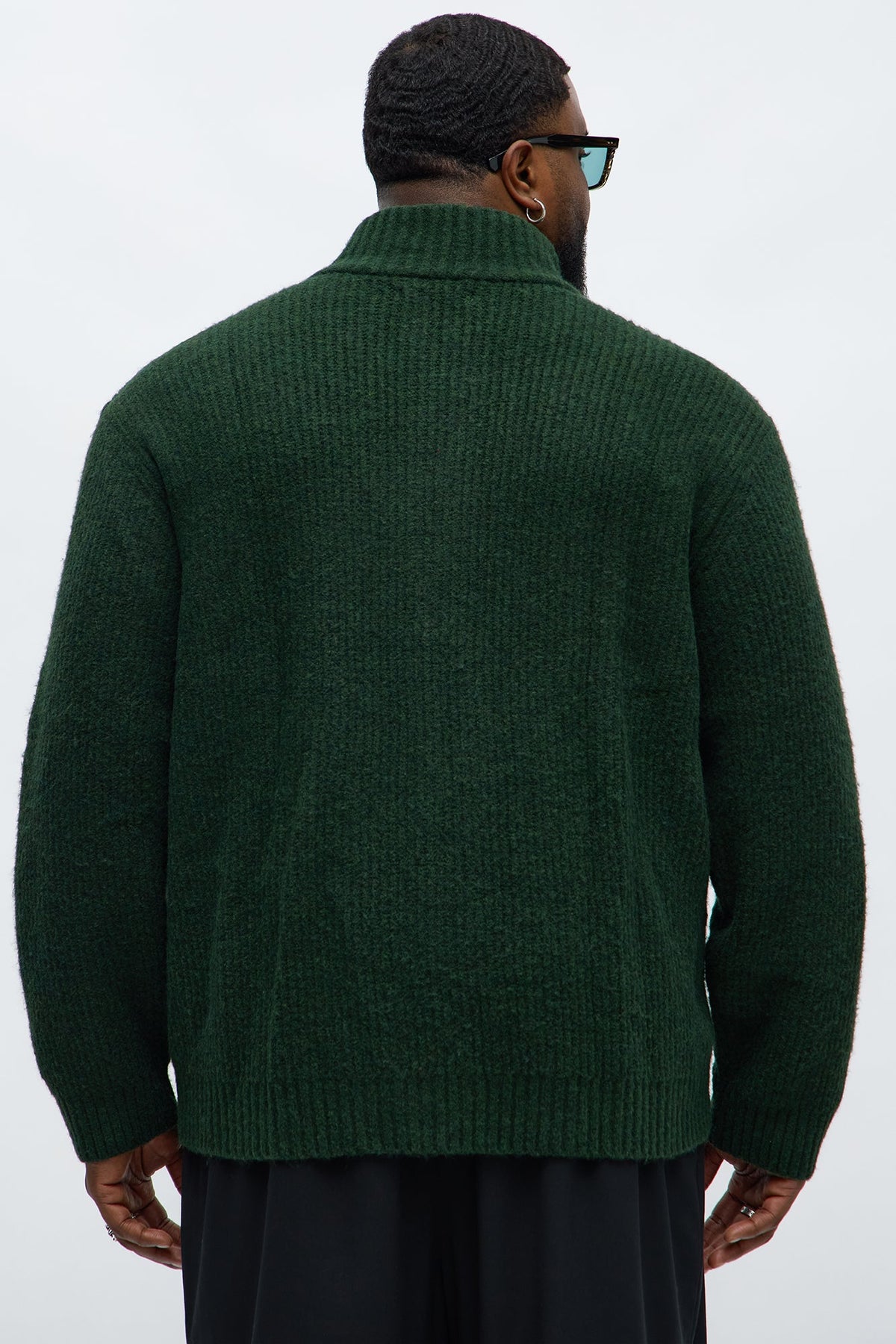 Oversized Willow Ribbed Zip Up Sweater - Olive