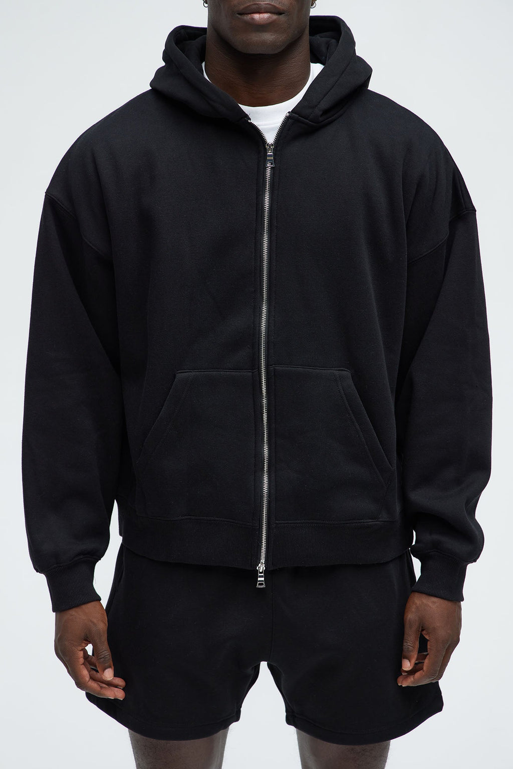 Tyson Oversized Heavyweight Zip Up - Black