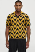 Charlie Johnny Collar Knitted Polo - Yellow/combo