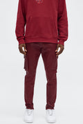 Skinny Down The Streets Waxed Cargo Jean - Burgundy