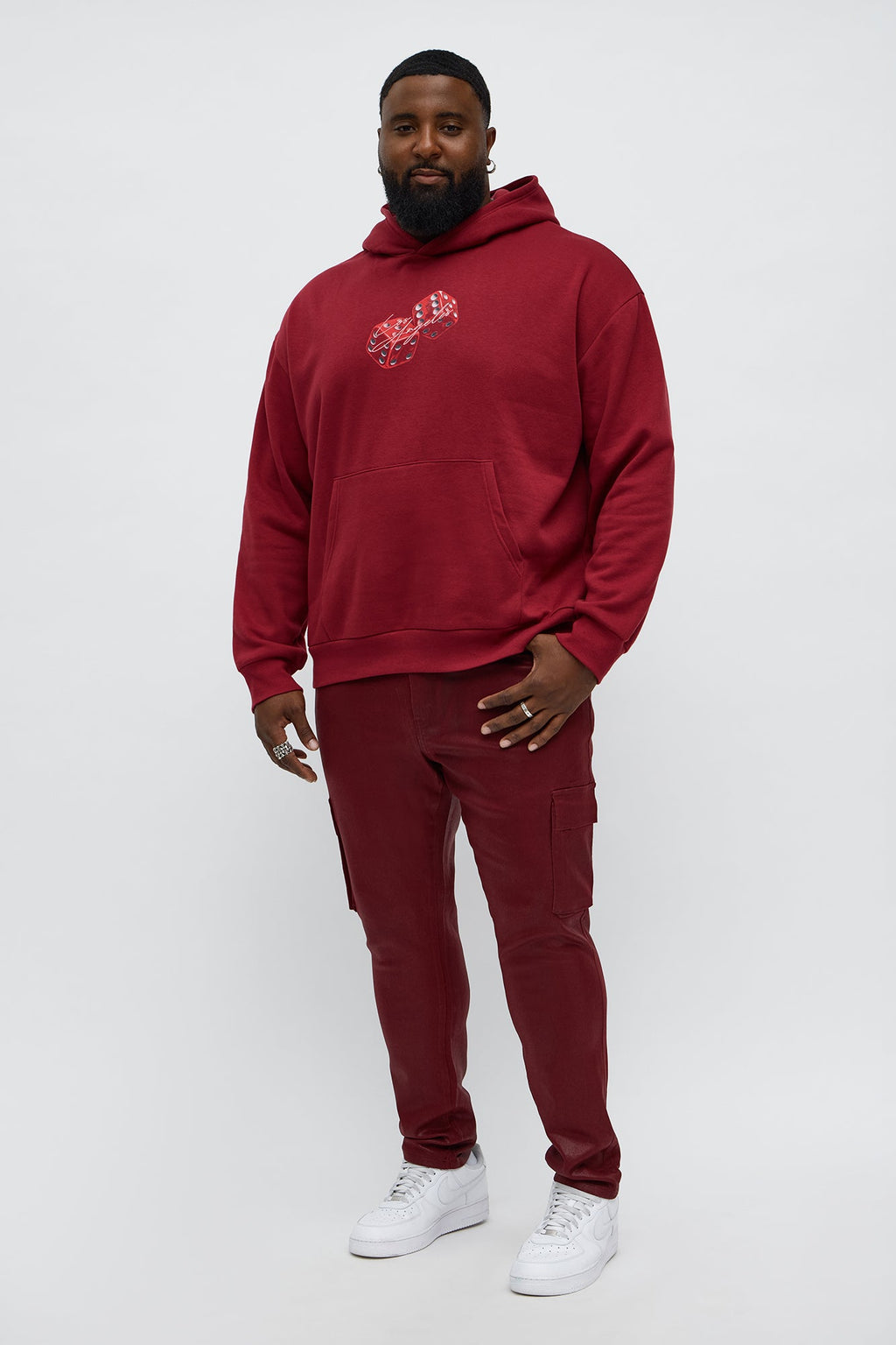 Skinny Down The Streets Waxed Cargo Jean - Burgundy