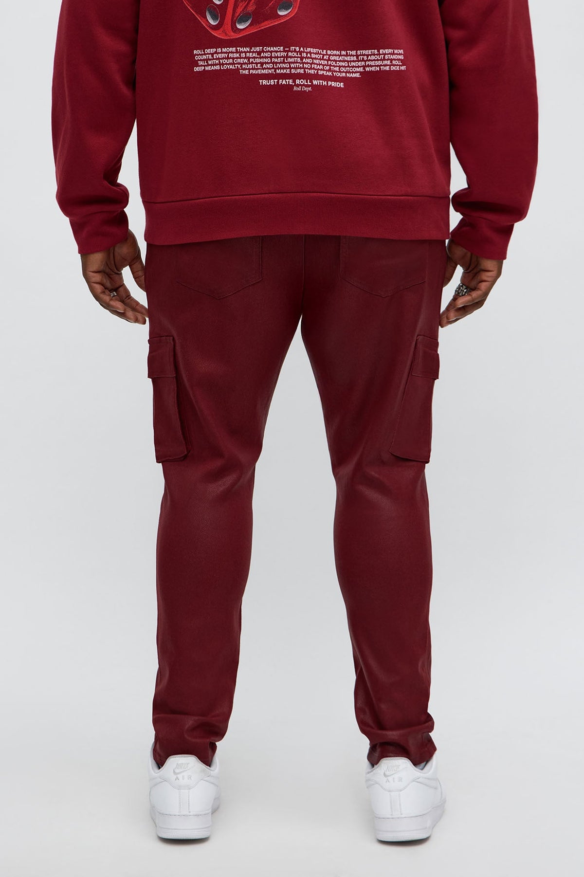 Skinny Down The Streets Waxed Cargo Jean - Burgundy