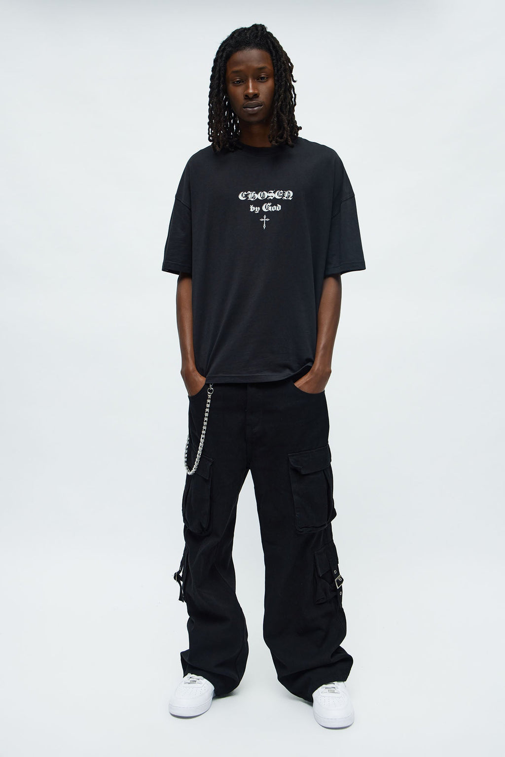Saved Chosen By God Oversized Short Sleeve Tee - Black