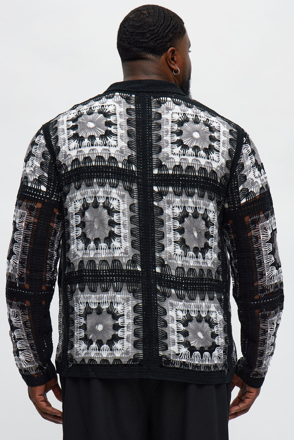 Crochet Stay Button Up Shirt - Black