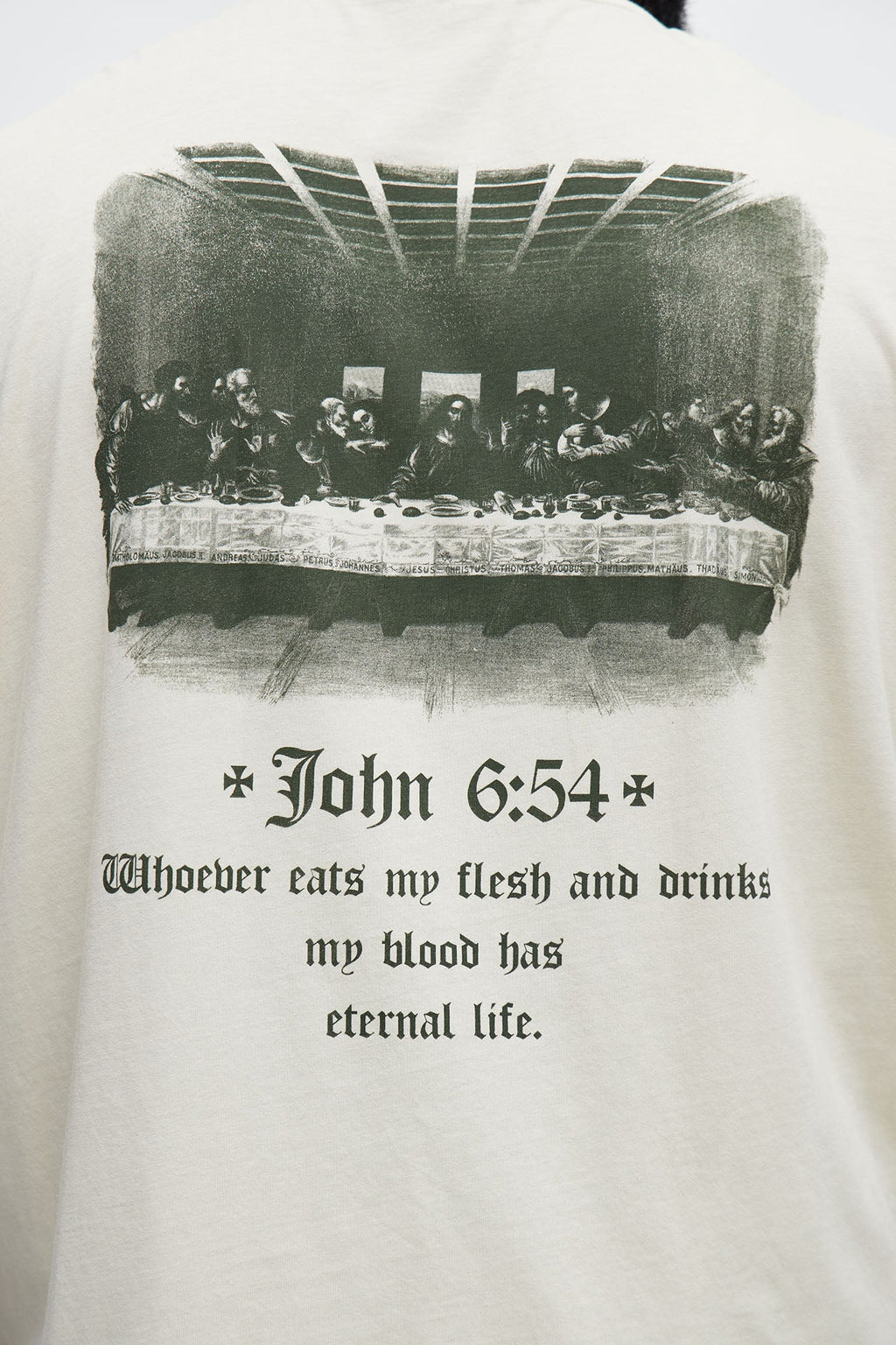 John 6 Verse 54 Oversized Short Sleeve Tee - Cream