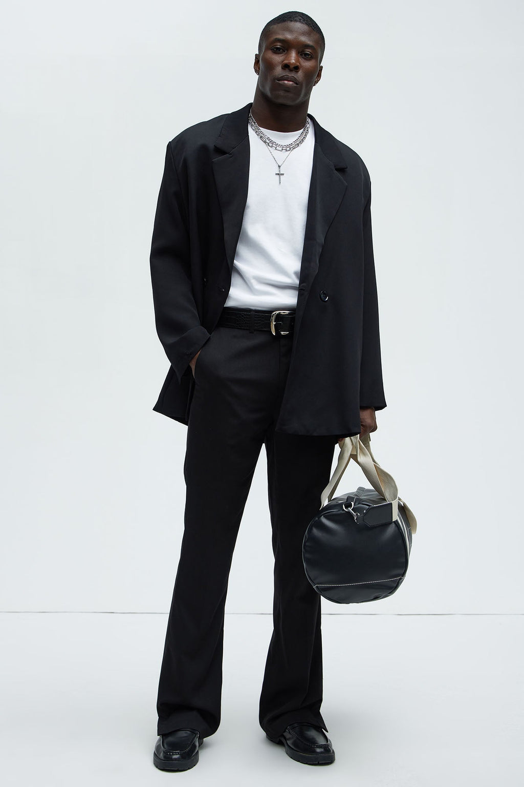Don't Believe You Gabardine Slim Flare Slit Trouser - Black
