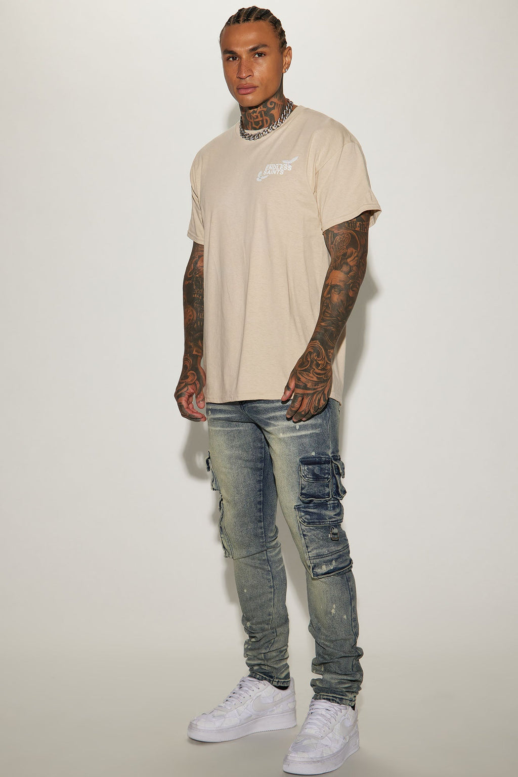 Loaded Stacked Skinny Cargo Jeans - Medium Wash