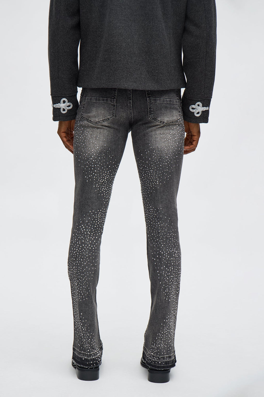Stacked Skinny Flare Got That Razz Jewel Jean - Black Wash