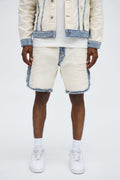 Relaxed Benji Fray Denim Short - Off White/combo