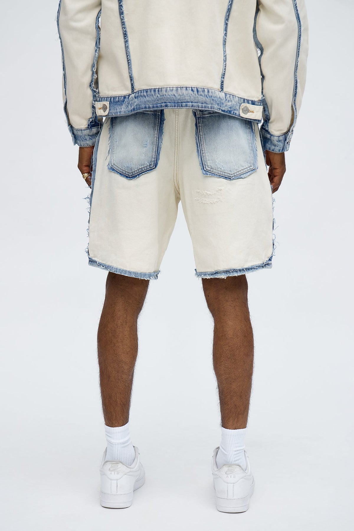 Relaxed Benji Fray Denim Short - Off White/combo