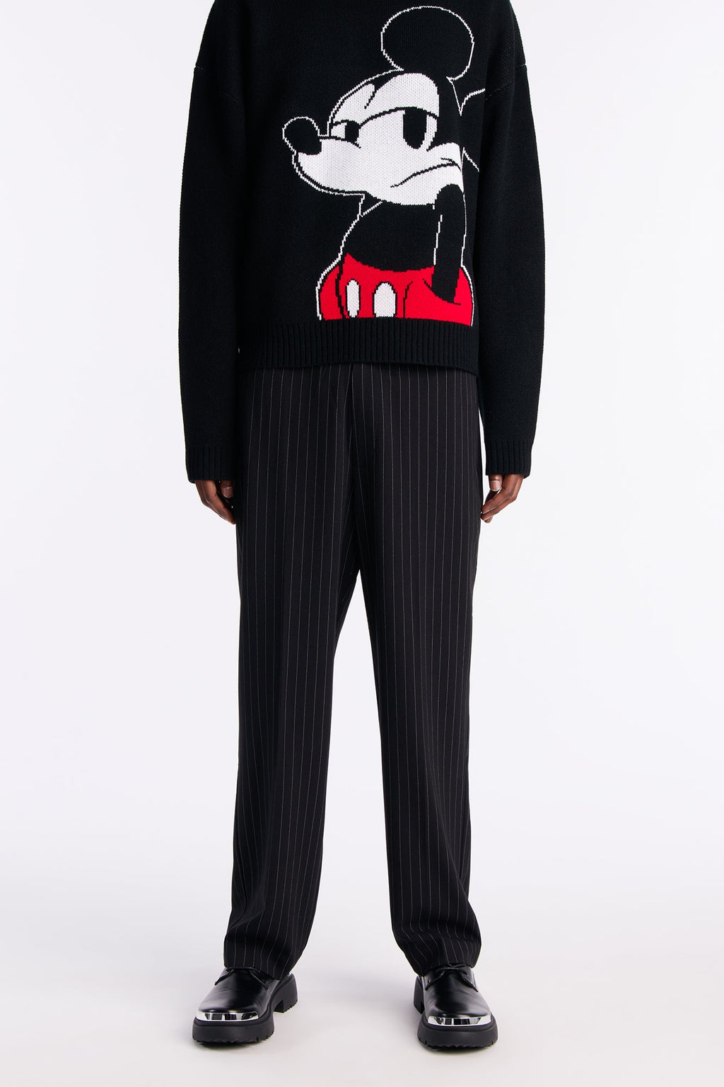 Straight Harlow Pinstripe Drawstring Pant - Black
