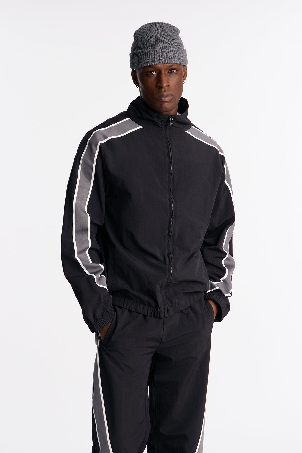 Prep The Field Color Block Windbreaker Jacket - Black/combo