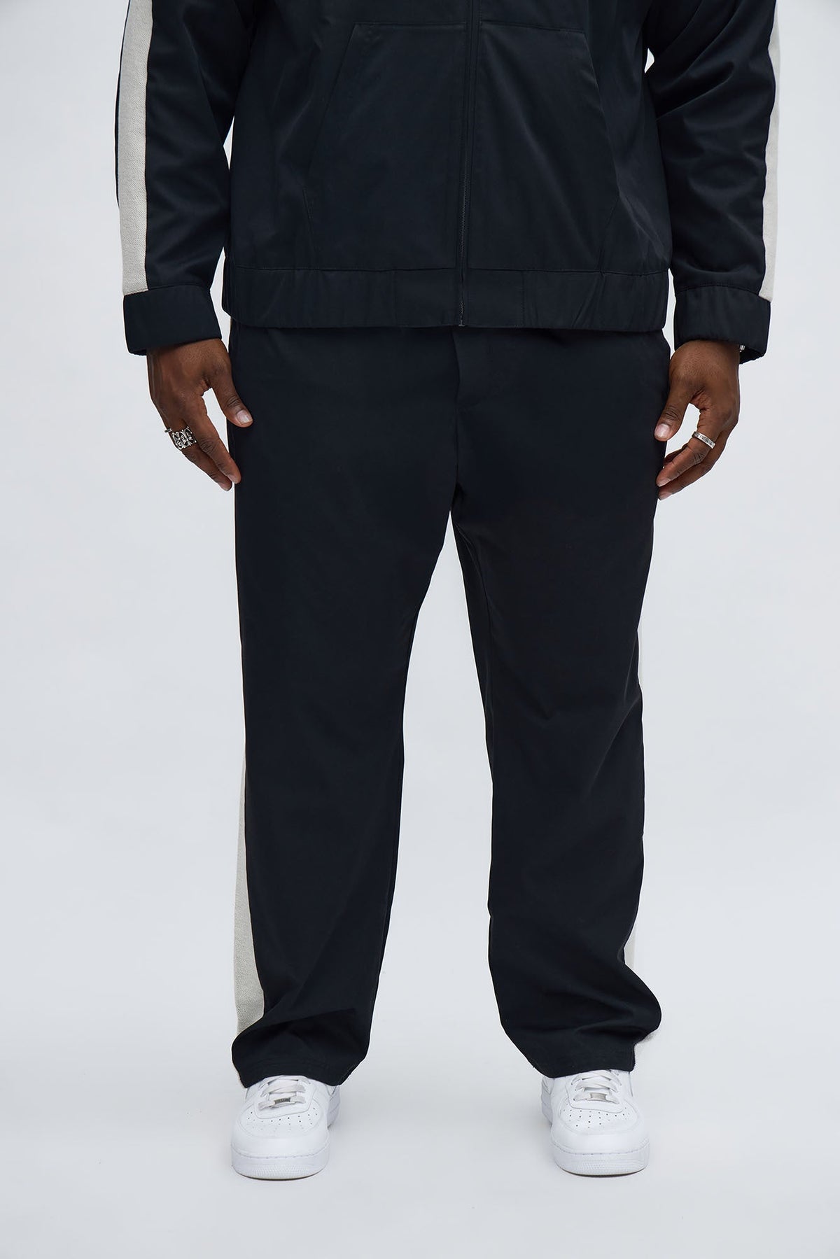 Slim Knit Stripe Pant - Black
