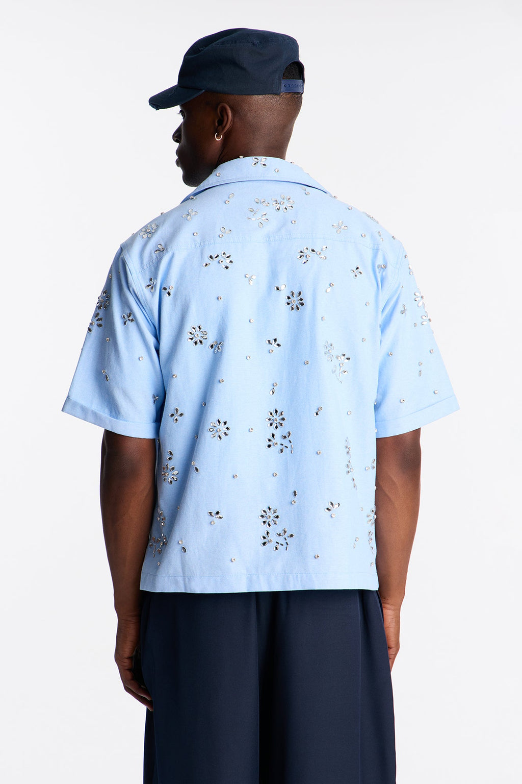 Chrome Bloom Cuban Button Up Shirt - Light Blue