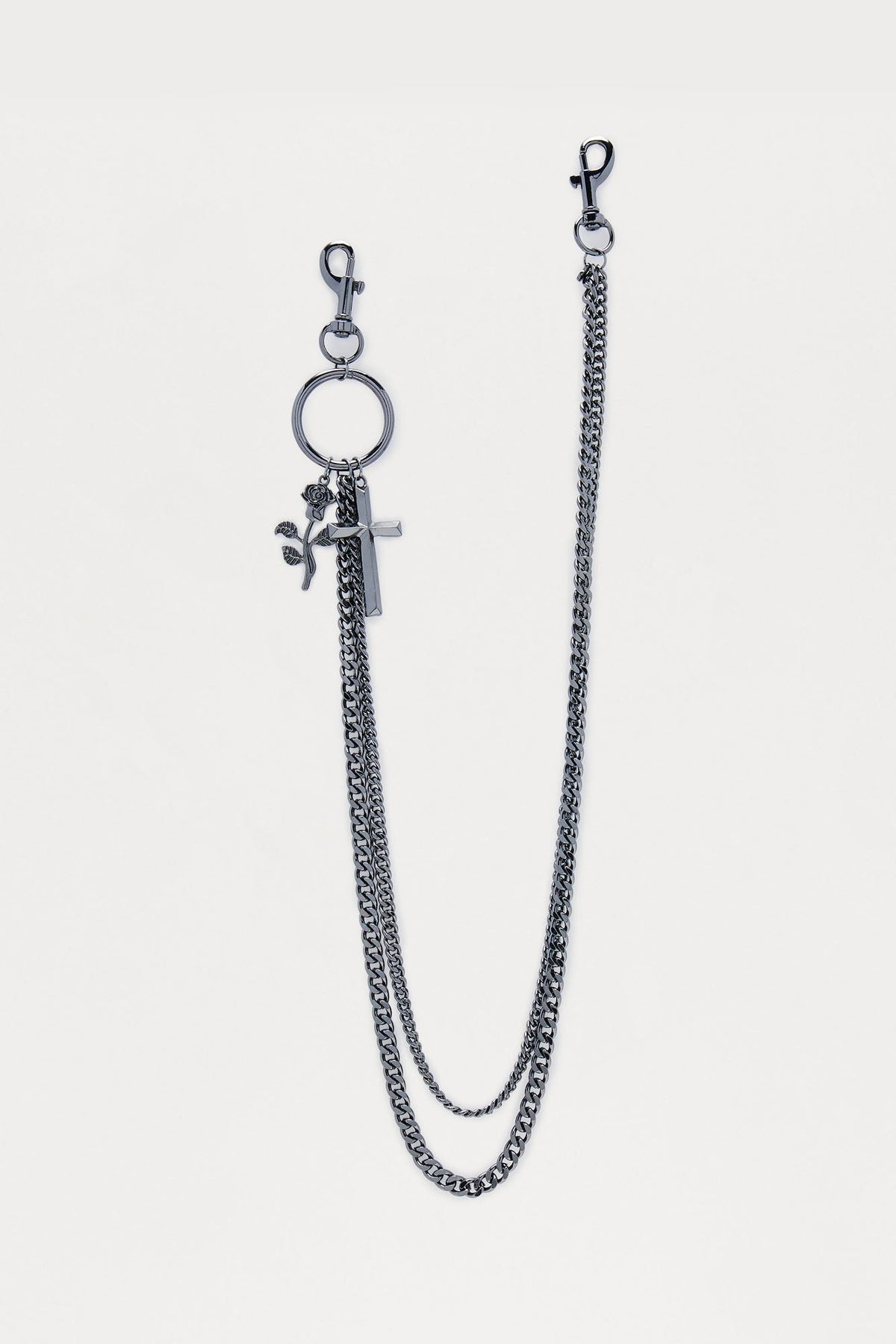 Love And Faith Layered Pendant Pant Chain - Gunmetal
