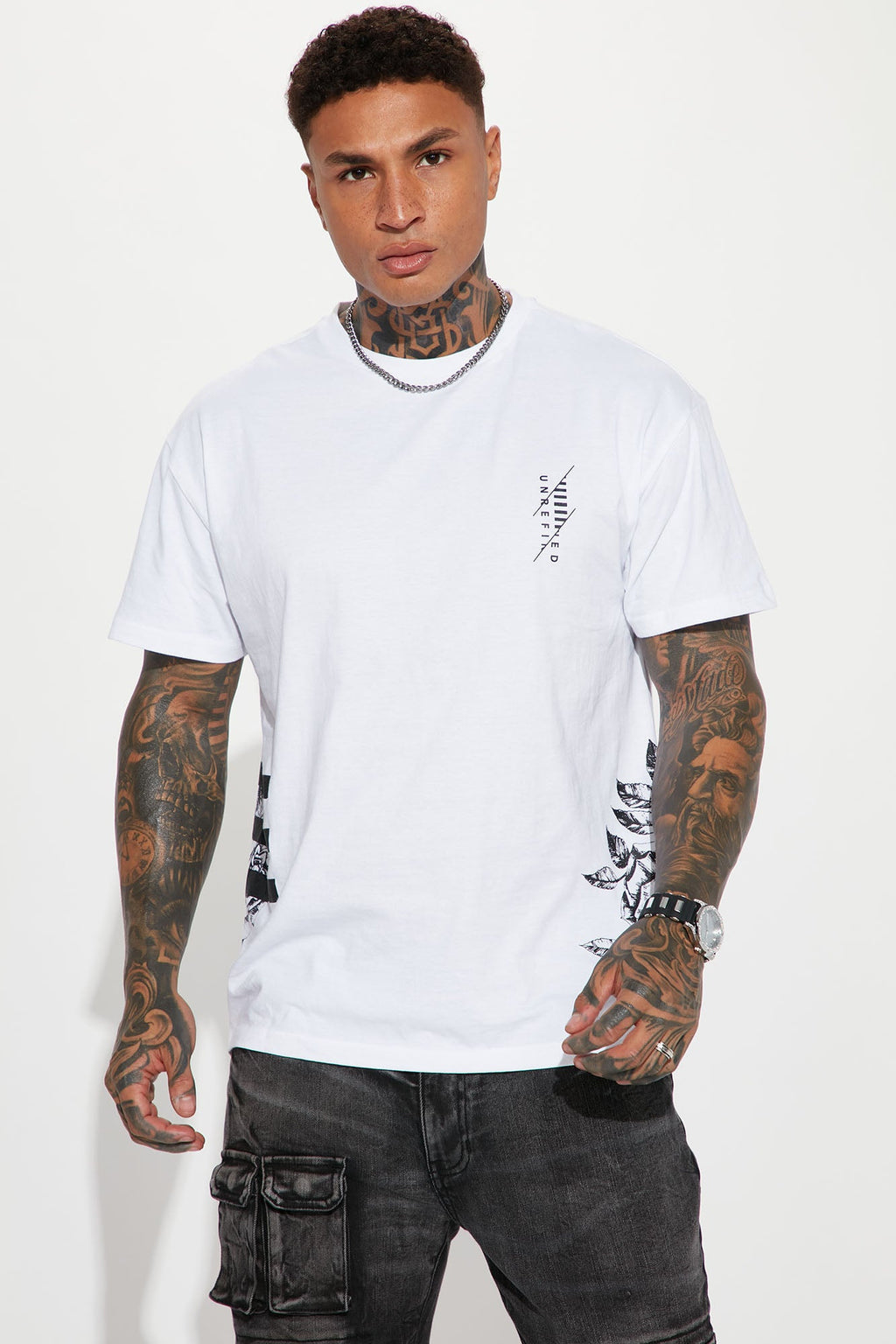 Black Roses Short Sleeve Tee - White