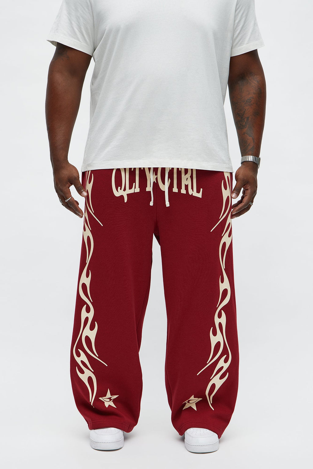 Relaxed Under Control Straight Sweatpants - Red