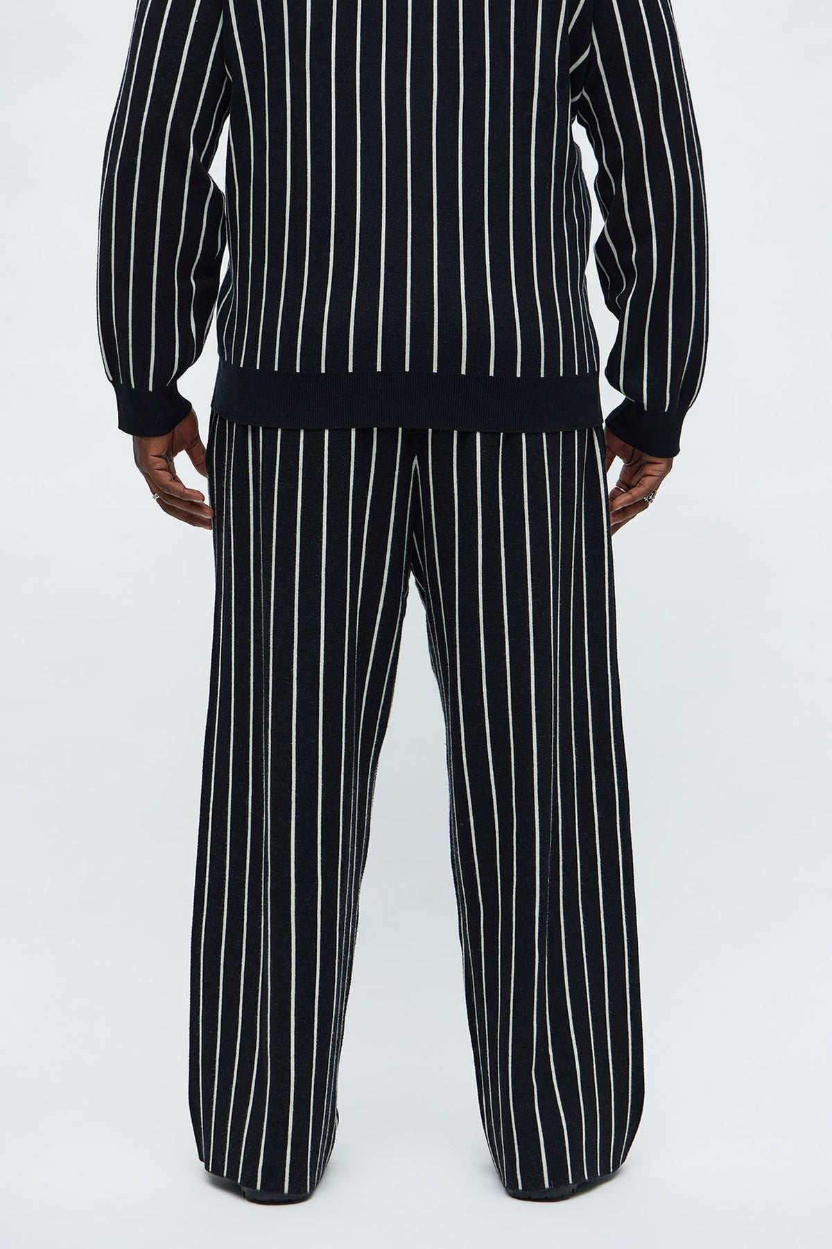 Straight Pinstripe Posh Sweater Knit Pant - Black/combo