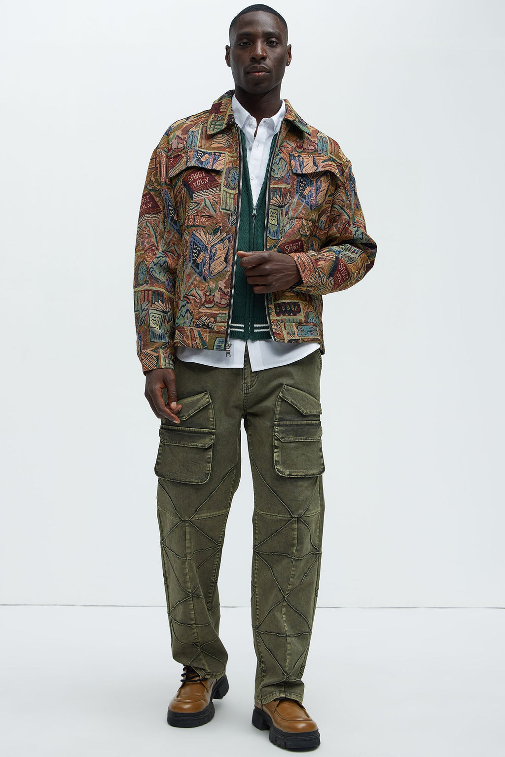 Feelin A Way Tapestry Zip Jacket - Multi Color