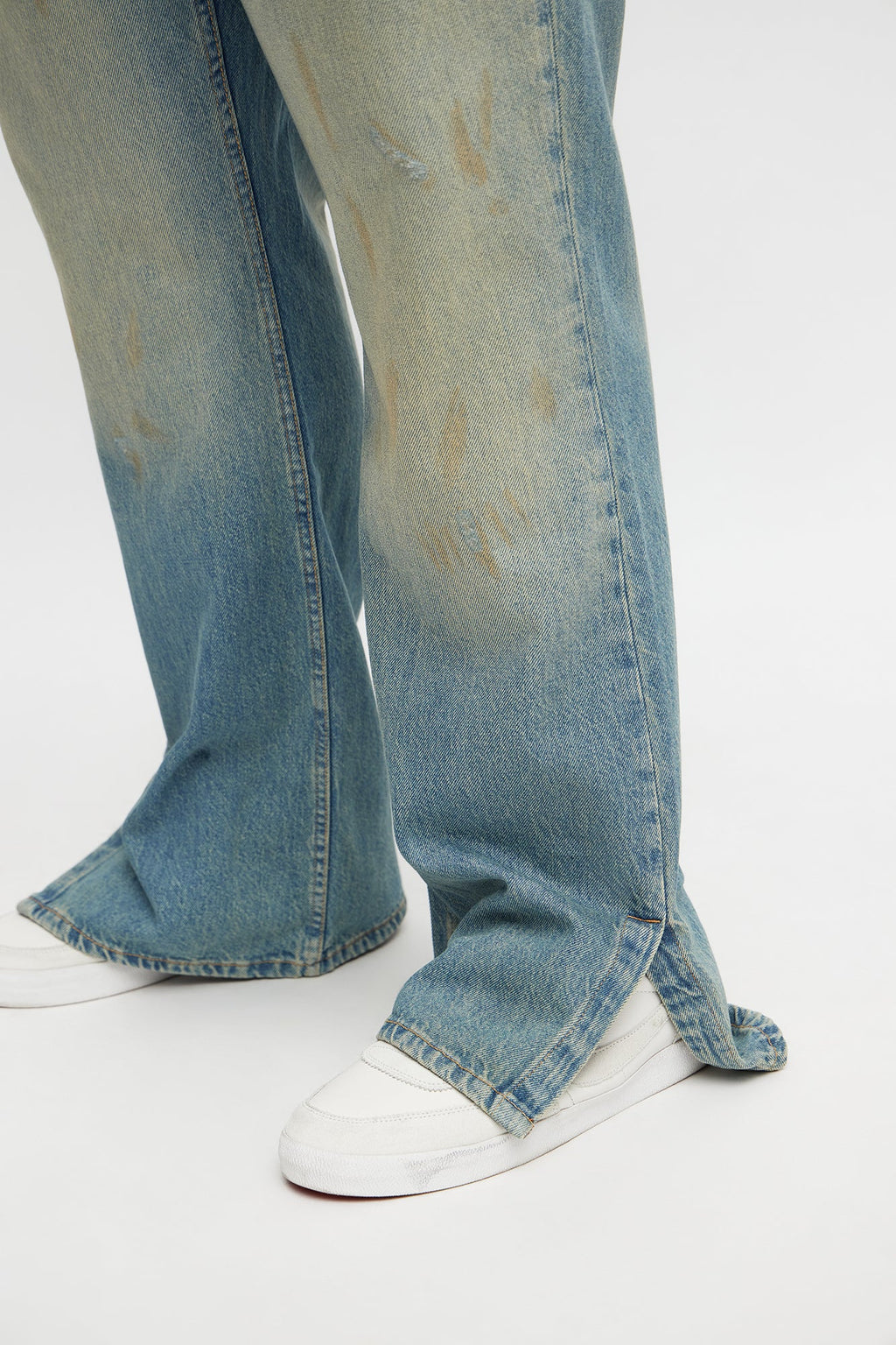 Stacked Slim Flare Stare Slit Jean - Vintage Blue Wash
