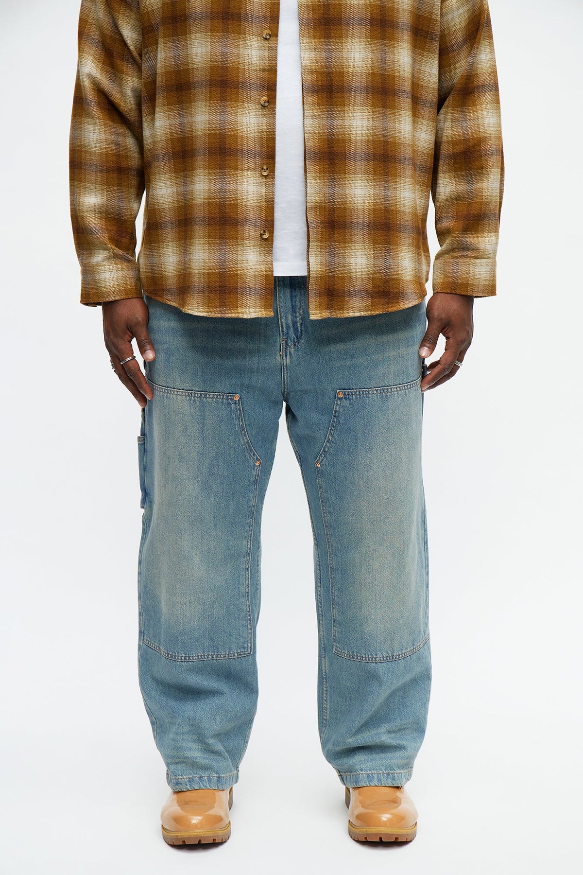 Baggy Double Knee Jean - Medium Blue Wash