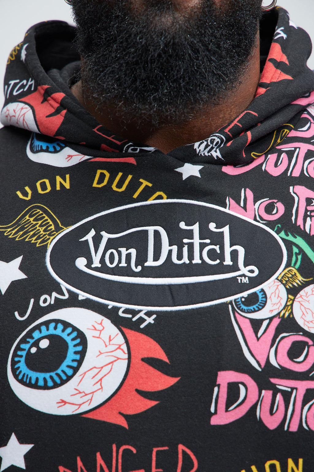 Von Dutch All Over Print Hoodie - Black
