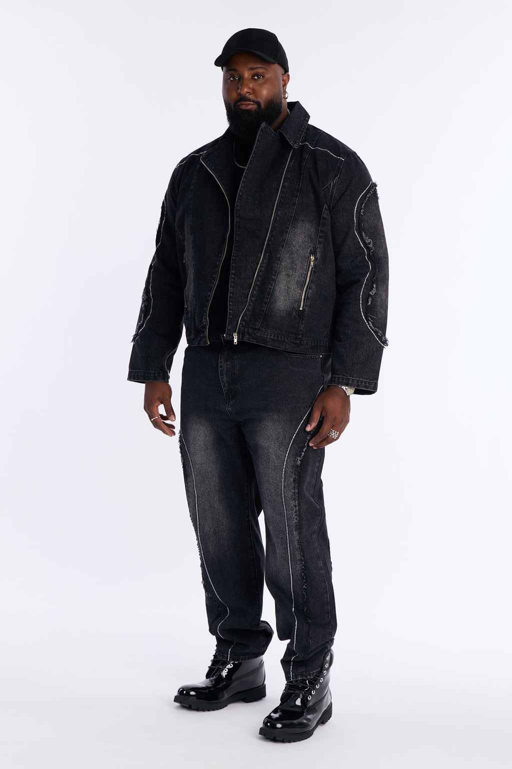 Straight Been Down Jeweled Jean - Black Wash