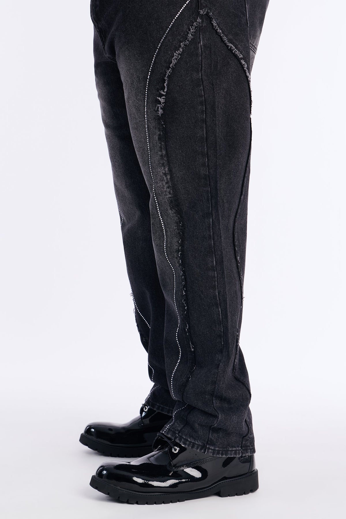 Straight Been Down Jeweled Jean - Black Wash