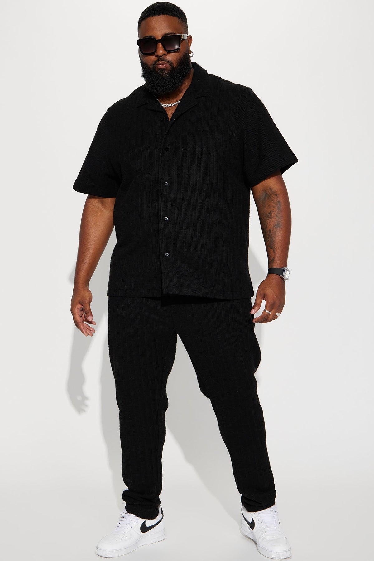 Dean Textured Slim Pants - Black