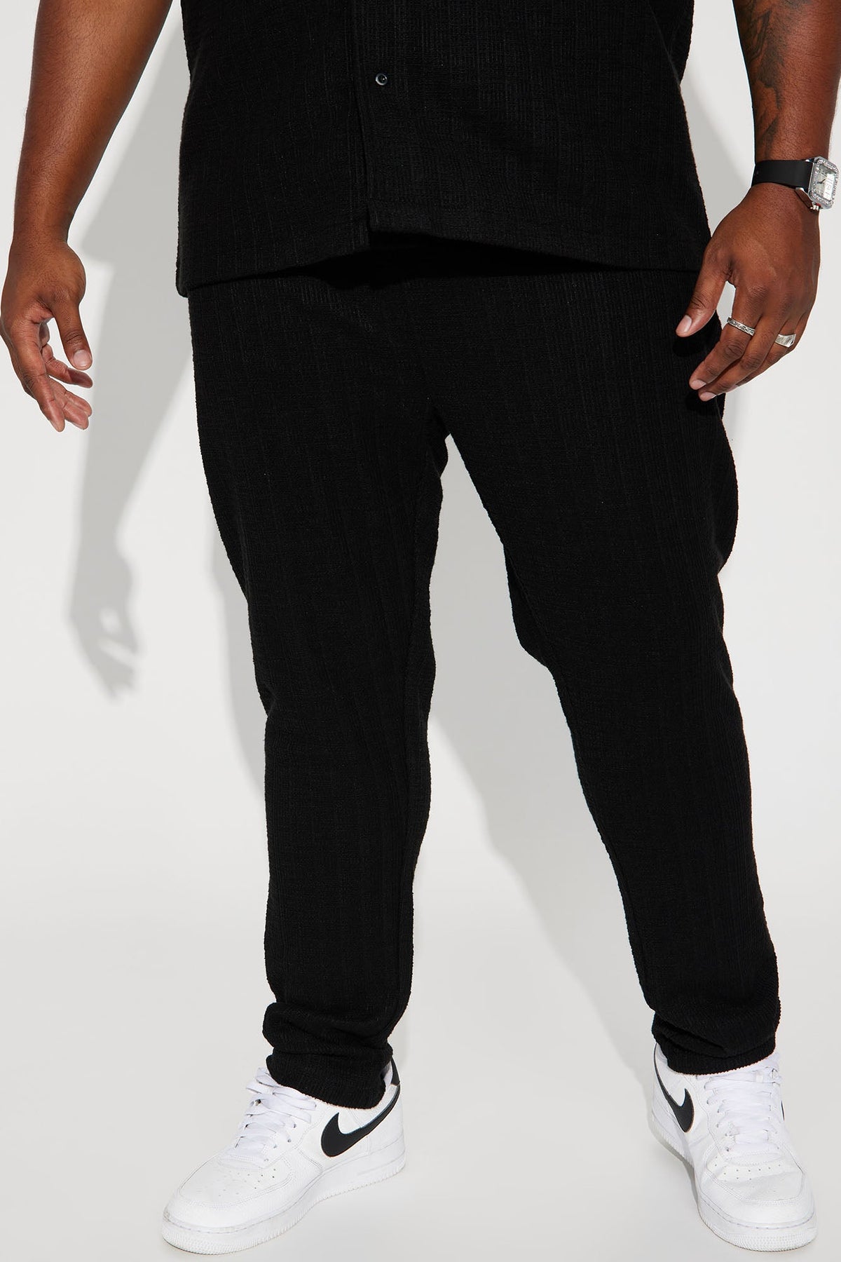 Dean Textured Slim Pants - Black