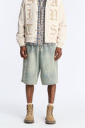 Baggy Love Cross Jeweled Denim Short - Vintage Wash