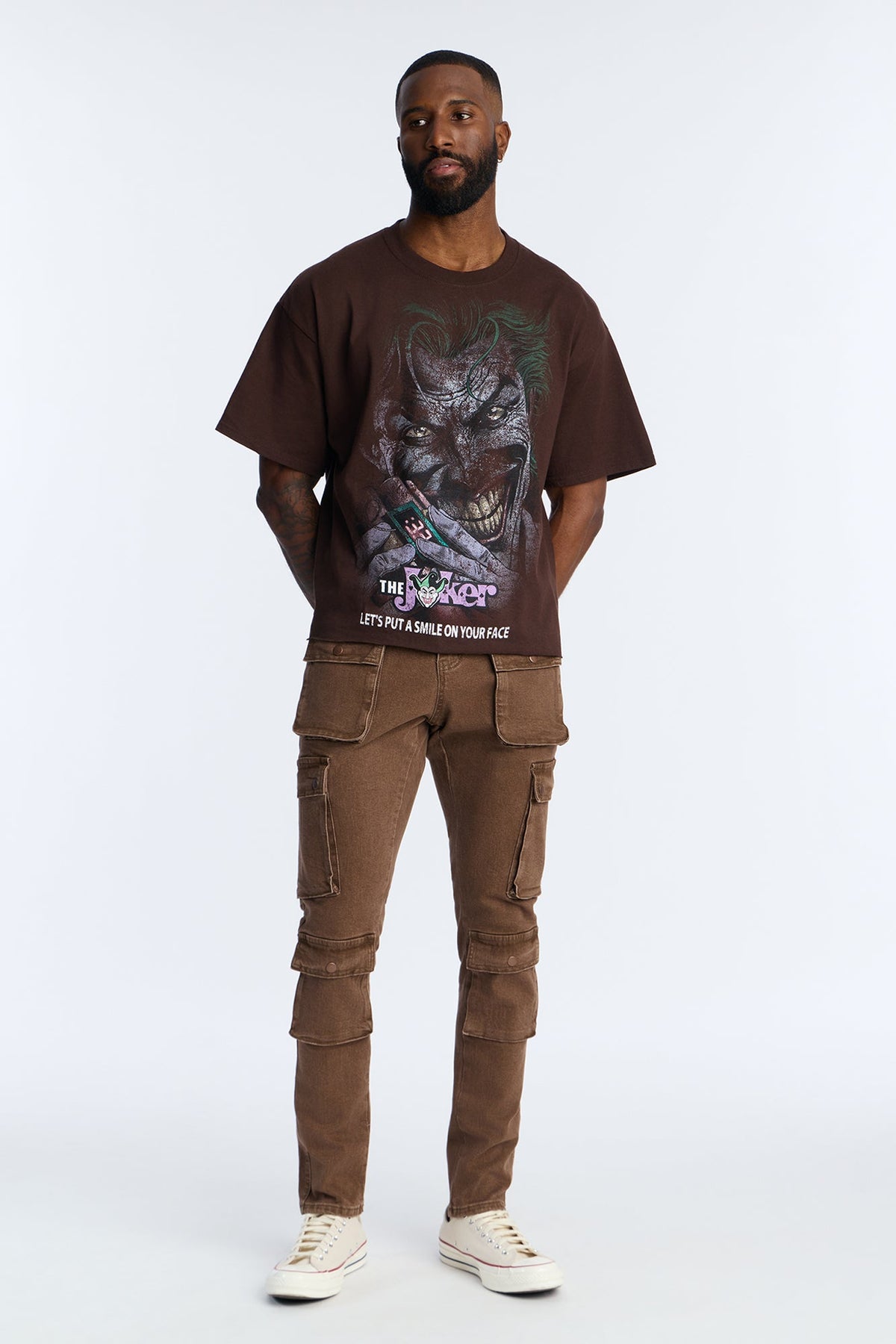 Stacked Skinny Back To Back Cargo Jean - Brown