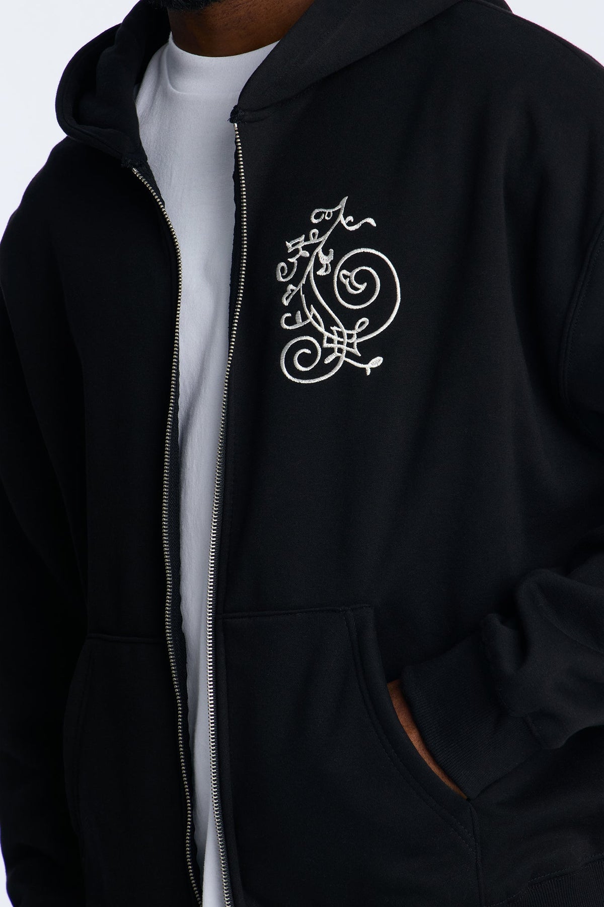 Angelic Tunes Oversized Heavyweight Zip Up Hoodie - Black