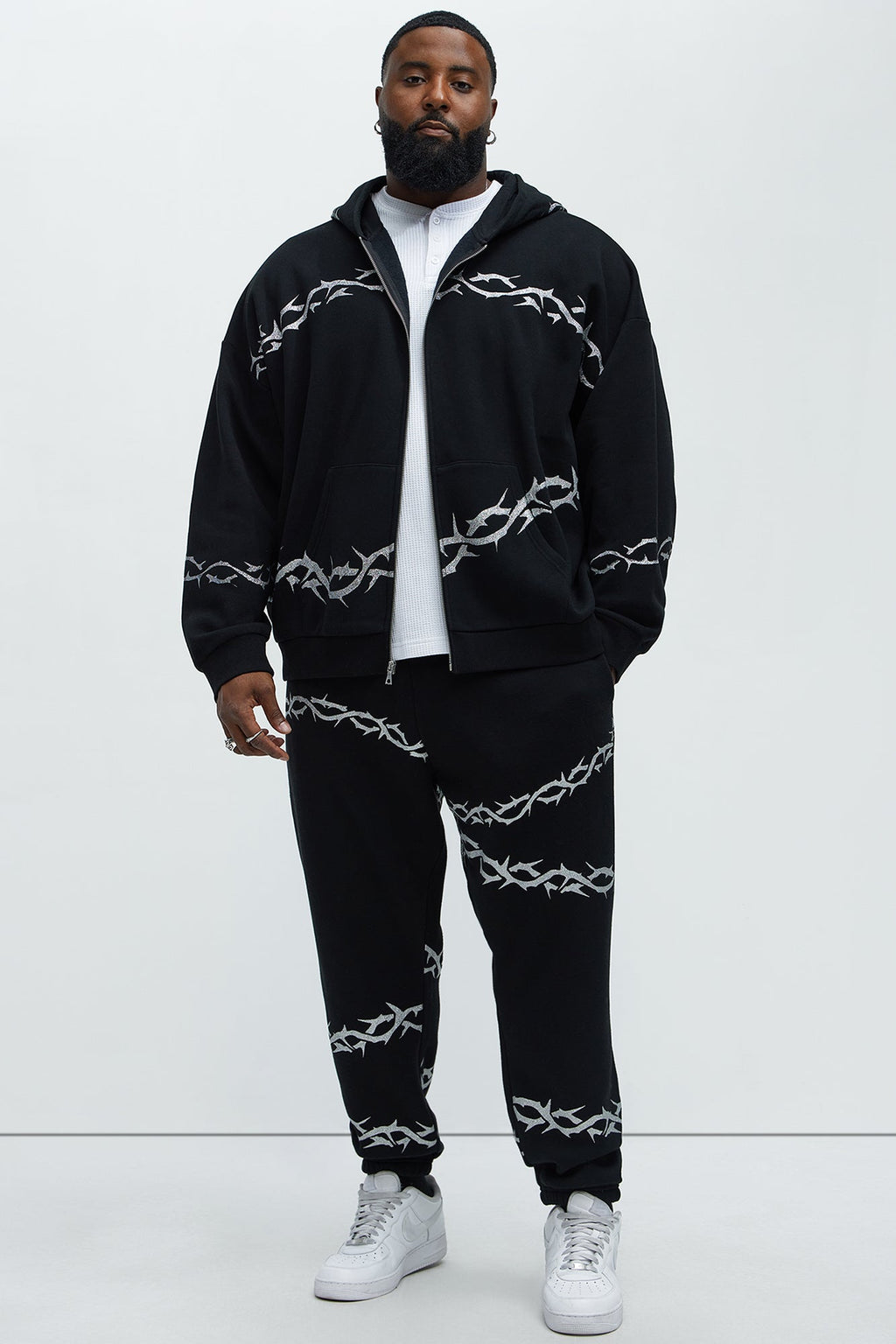 Tyson Barbed Wire Oversized Heavy Jogger - Black