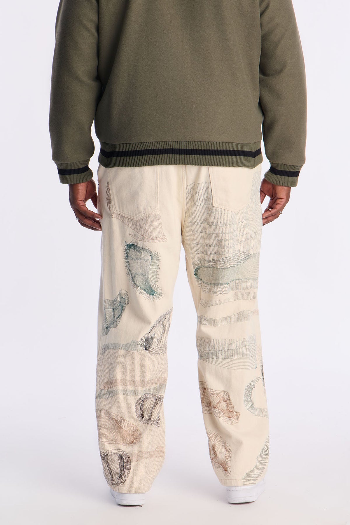 Century Repaired Baggy Jeans - Off White