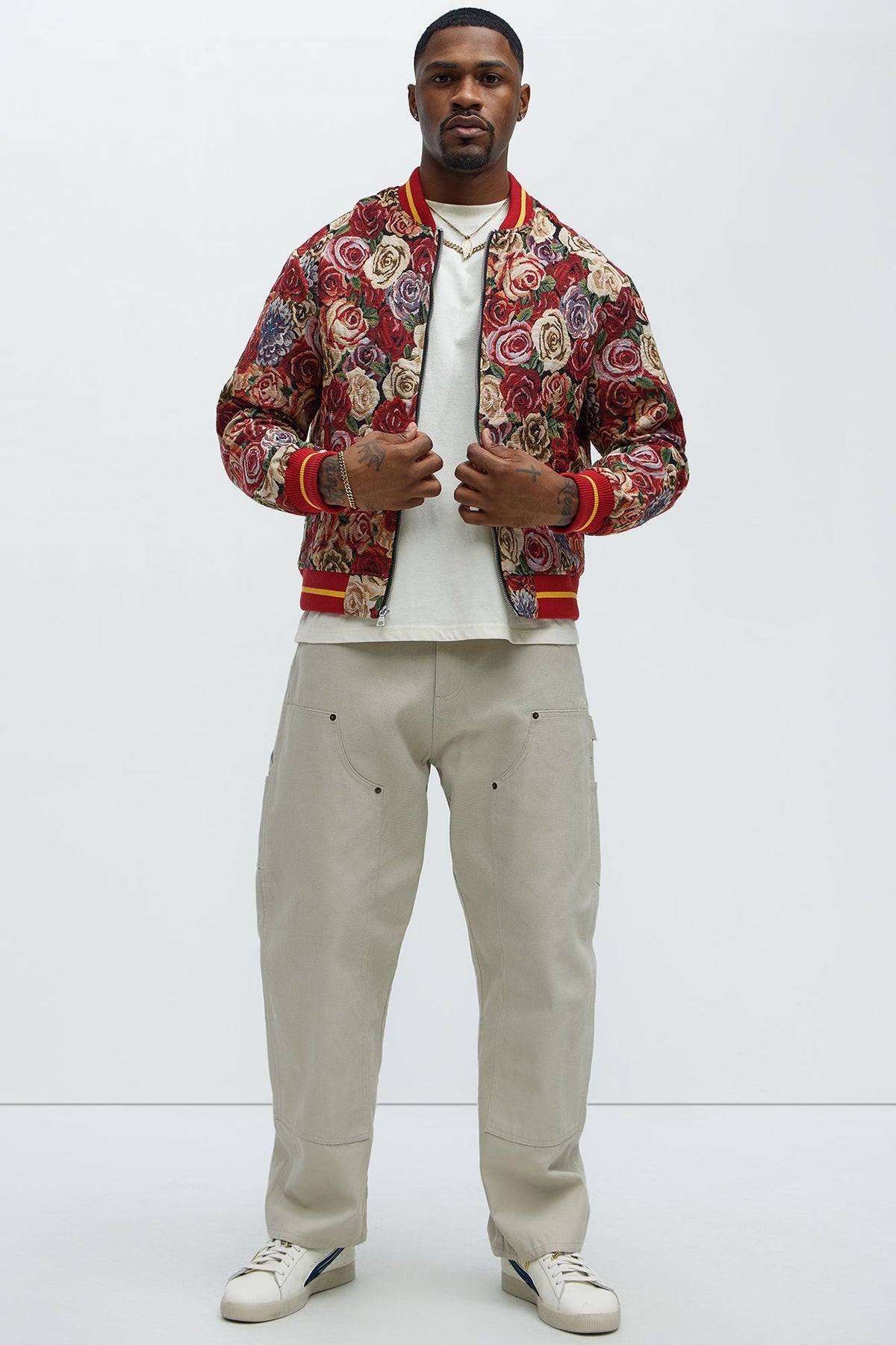 Ditson Tapestry Varsity Jacket - Red/combo