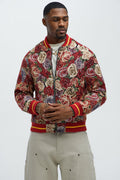 Ditson Tapestry Varsity Jacket - Red/combo