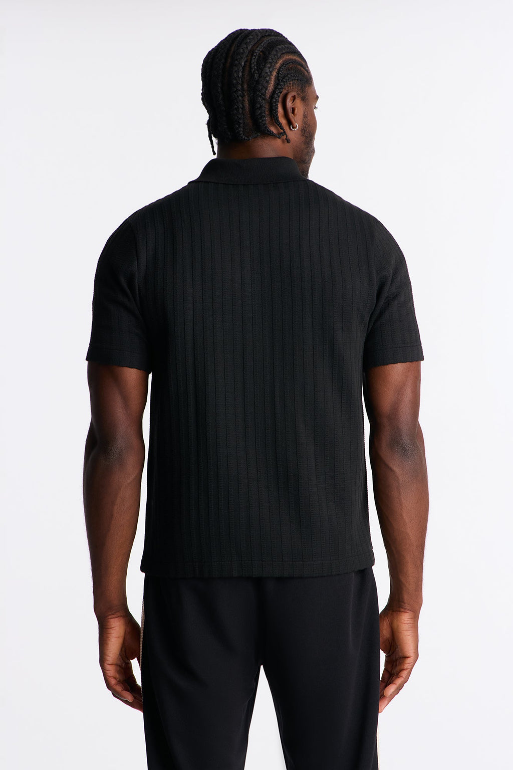 Shadow Button Striped Button Up - Black