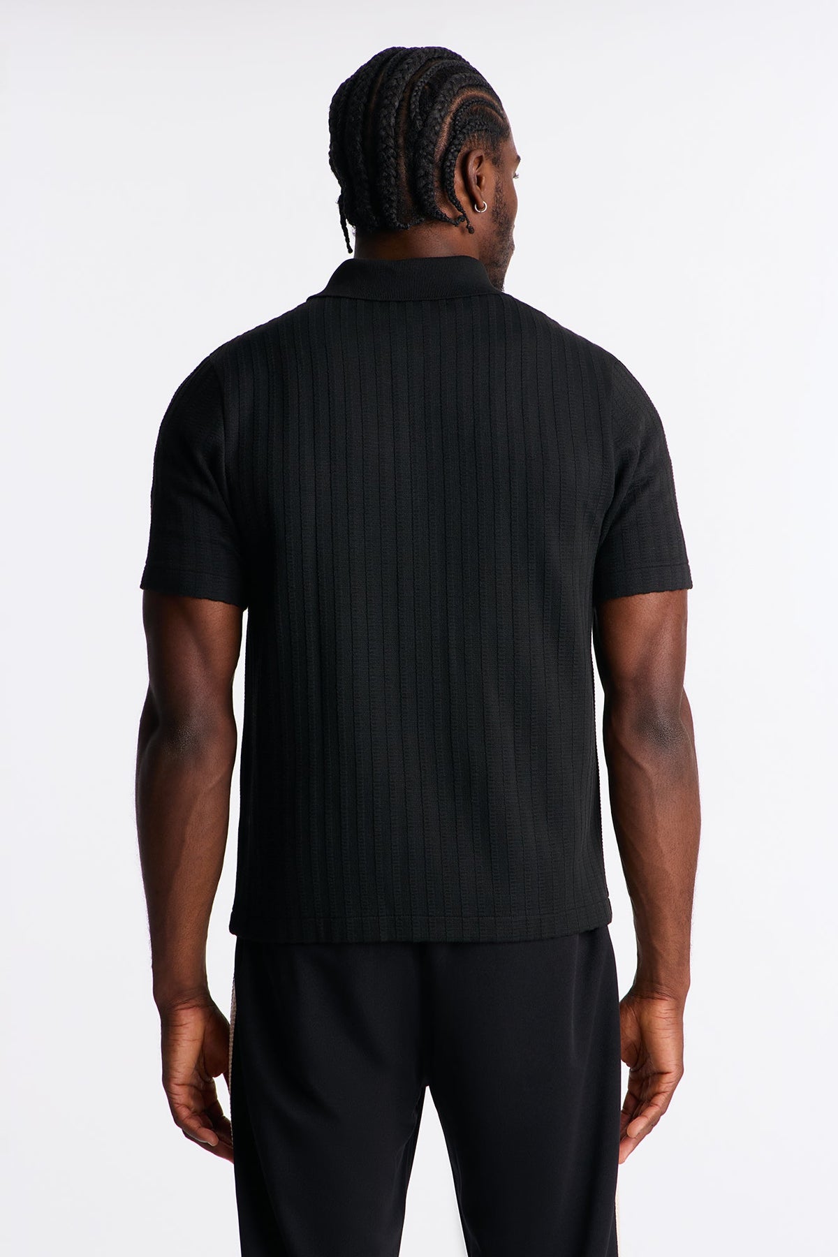 Shadow Button Striped Button Up - Black