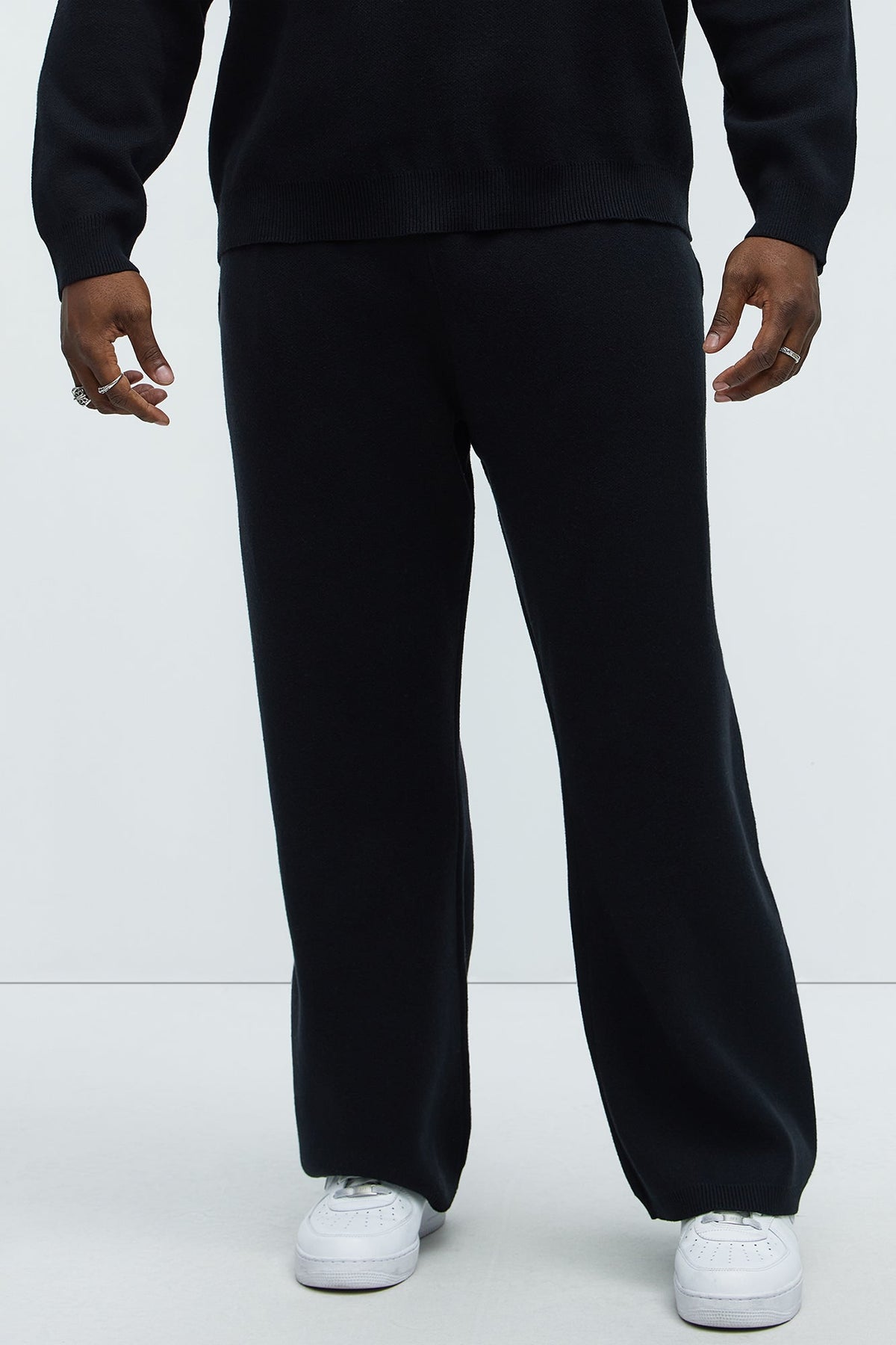 Recline Sweater Knit Sweatpants - Black