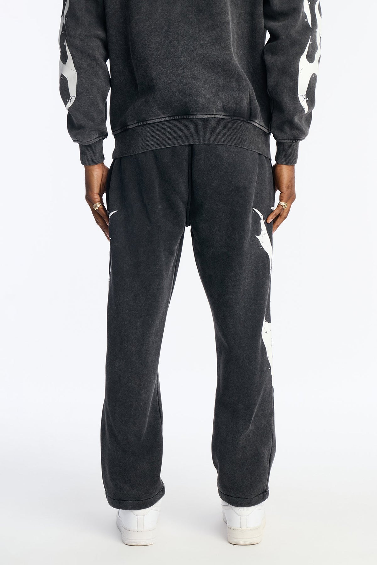 La Flames Rhinestones Relaxed Sweatpants - Black