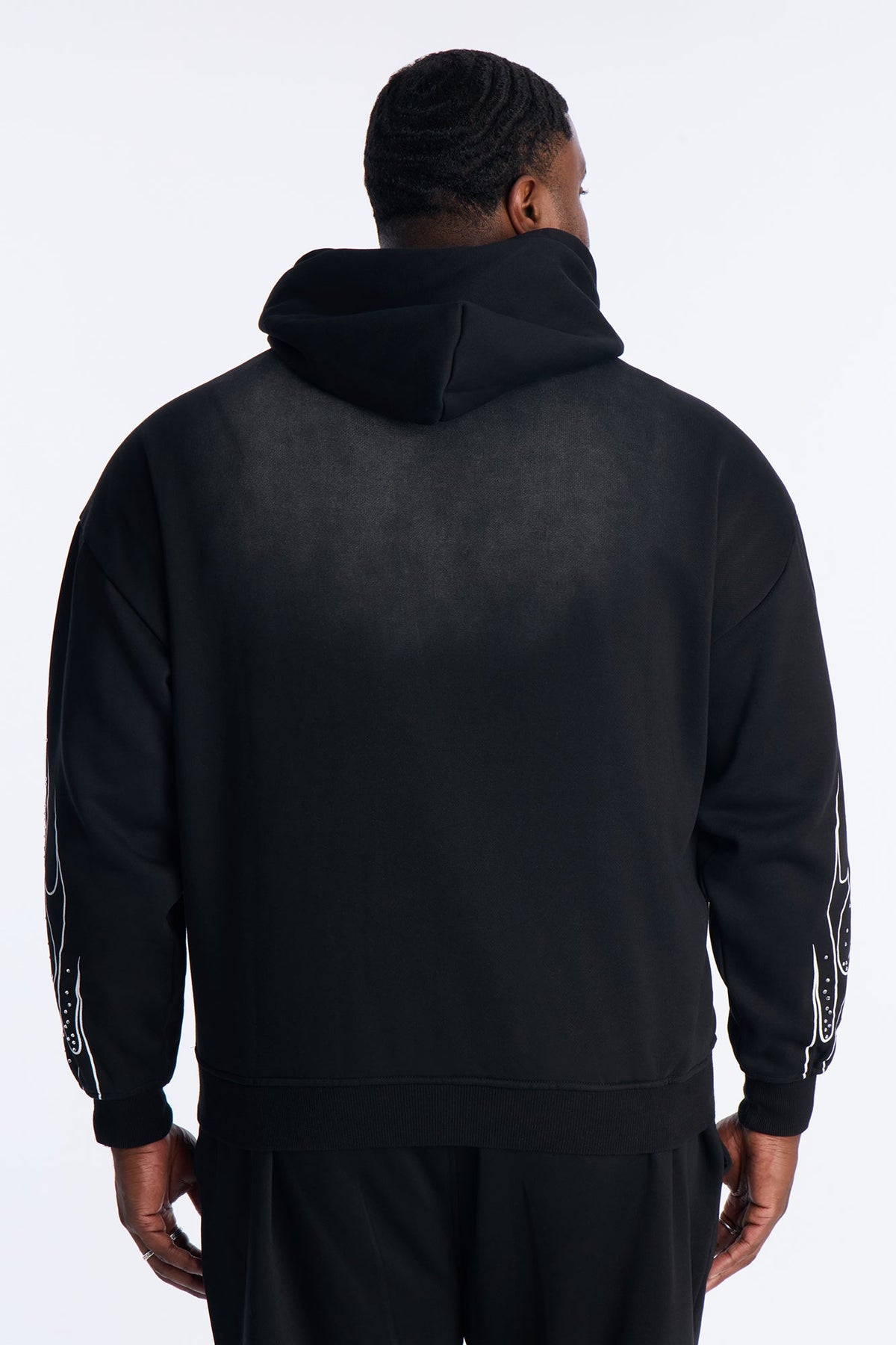Fearless Rhinestones Oversized Hoodie - Black